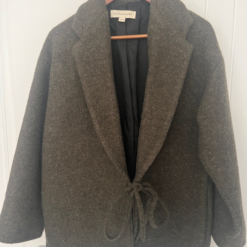 Eliza Faulkner Moss Green Wool Pea Coat